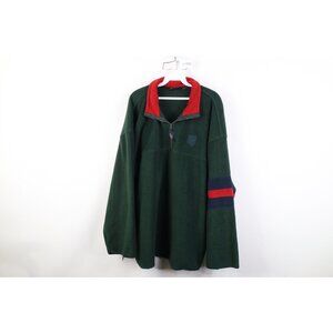 Vtg 90s Streetwear Mens XL Fleur de Lis Fleece 1/4 Half Zip Pullover Sweater